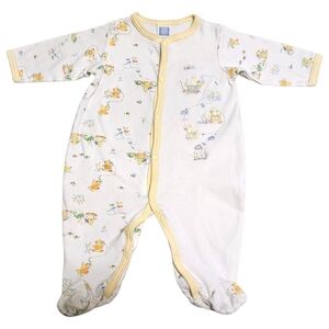 Little Me Footed Sleeper Baby 6M Yellow & White VTG Duck Duck Goose 100% Cotton